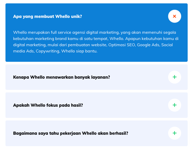 contoh FAQ pada landing page